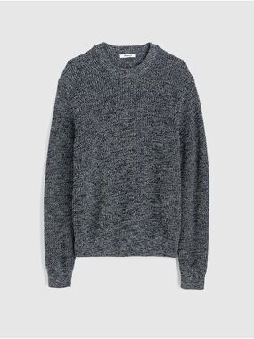 Madewell Cotton Shaker-Stitch Crewneck Sweater in Ink Marl Size L NWT $118 NW439